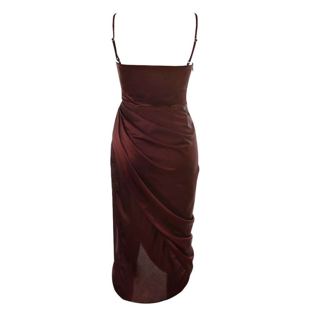 House of CB Reva Raisin Satin Balcony Corset Dress - Picture 12 of 16